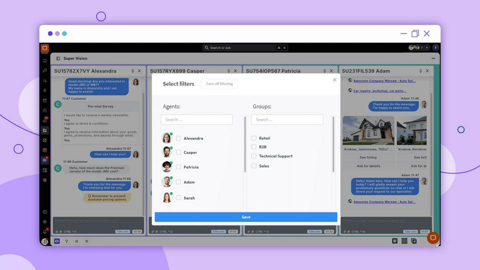 Select chats to monitor