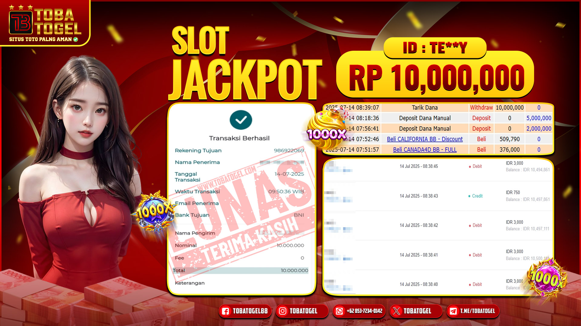TOBATOGEL - JACKPOT SLOT PRAGMATIC 10 JUTA LUNAS ✅