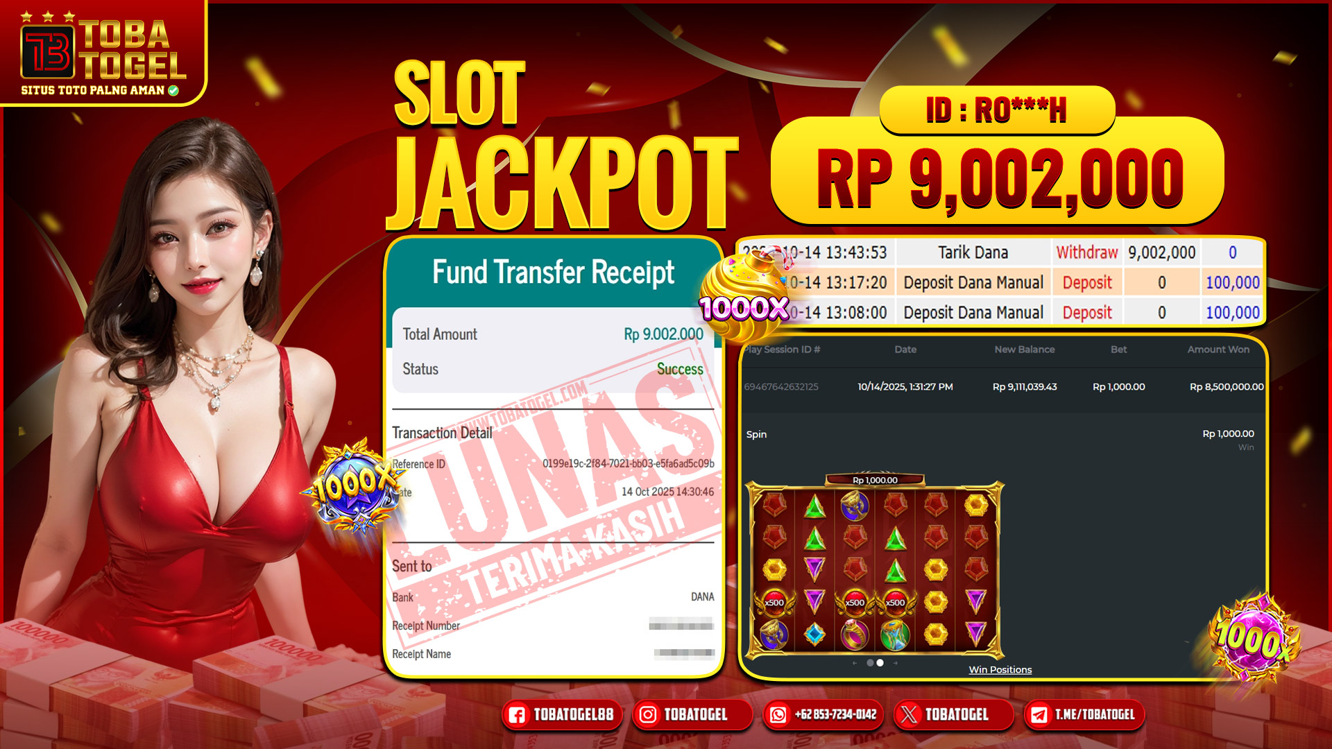 TOBATOGEL - JACKPOT SLOT PRAGMATIC PLAY 9 JUTA LUNAS ✅