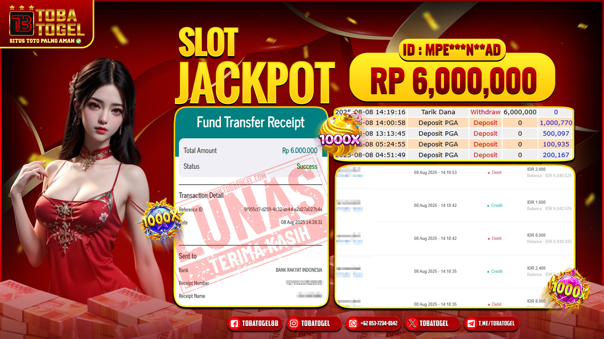 TOBATOGEL - JACKPOT SLOT PRAGMATIC PLAY 6 JUTA LUNAS ✅