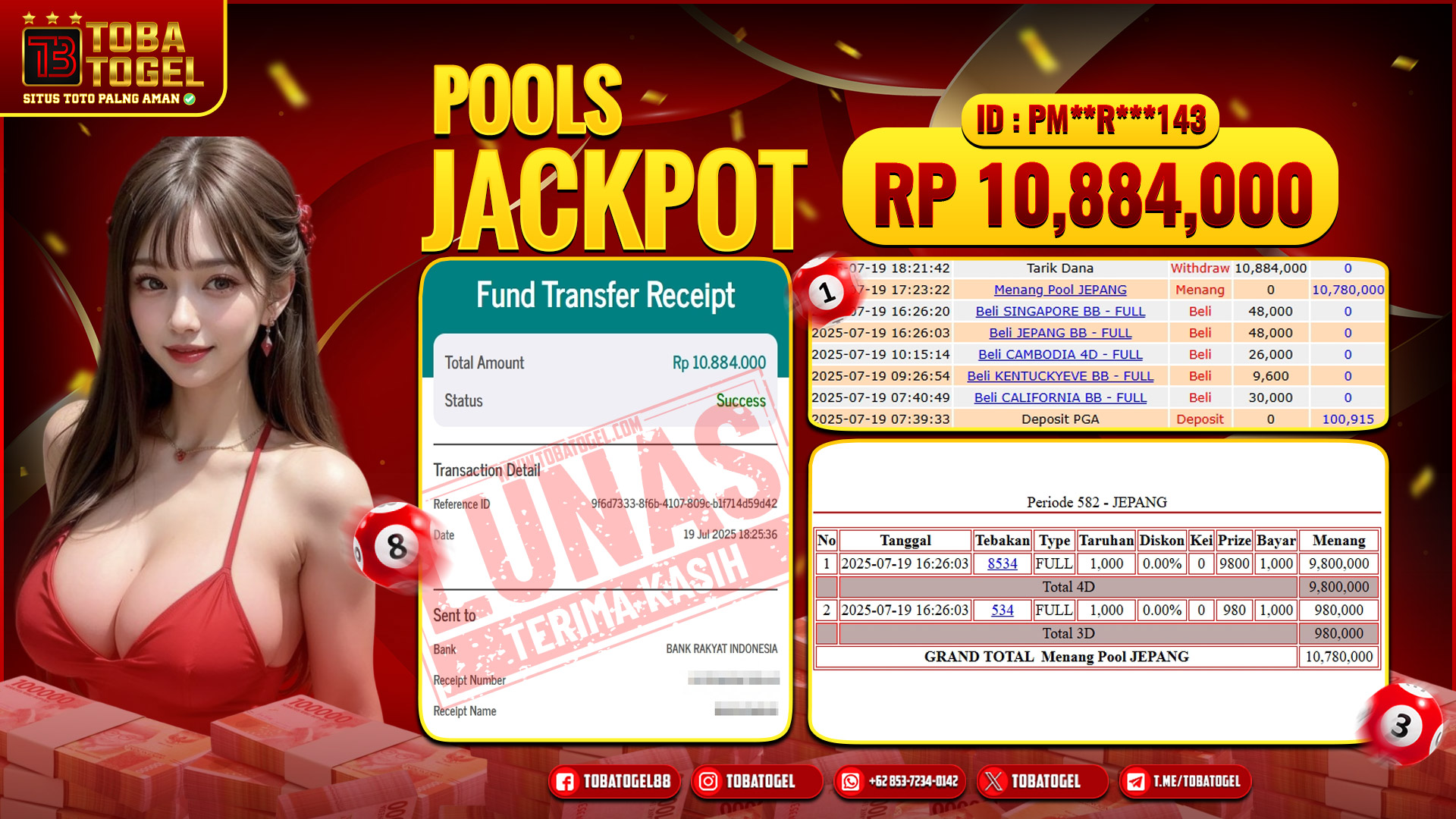 TOBATOGEL - JACKPOT TOGEL JEPANG POOLS 10.8 JUTA LUNAS ✅