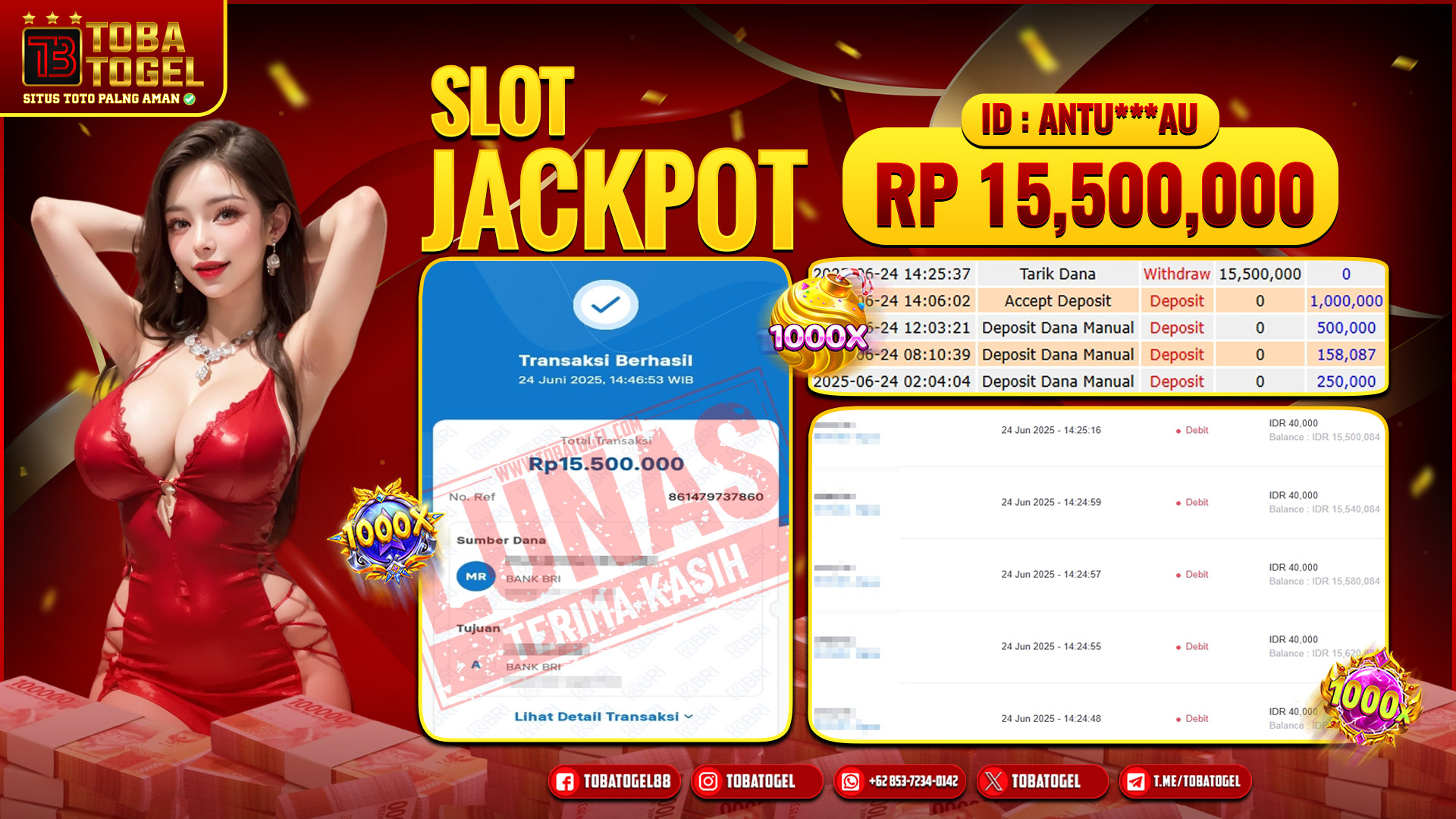 TOBATOGEL - JACKPOT SLOT PG SOFT 15 JUTA LUNAS ✅