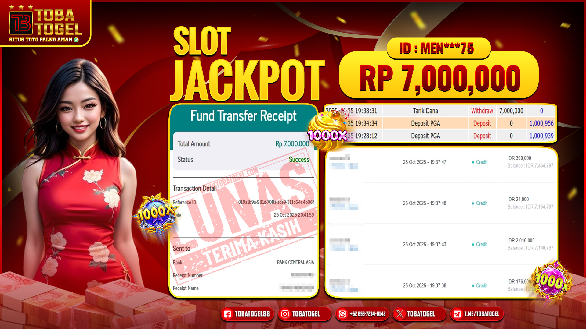 TOBATOGEL - JACKPOT SLOT PG SOFT 7 JUTA LUNAS ✅