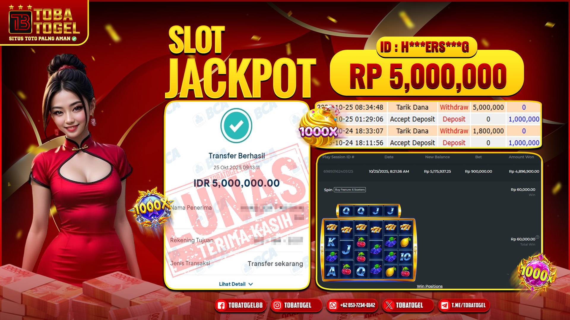 TOBATOGEL - JACKPOT SLOT PRAGMATIC PLAY 5 JUTA LUNAS ✅